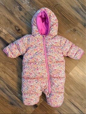 Infant Pink Floral Puffer Snowsuit